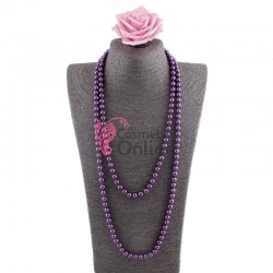 Colier lung modern din perle de sticla AS45GG Perle Purple